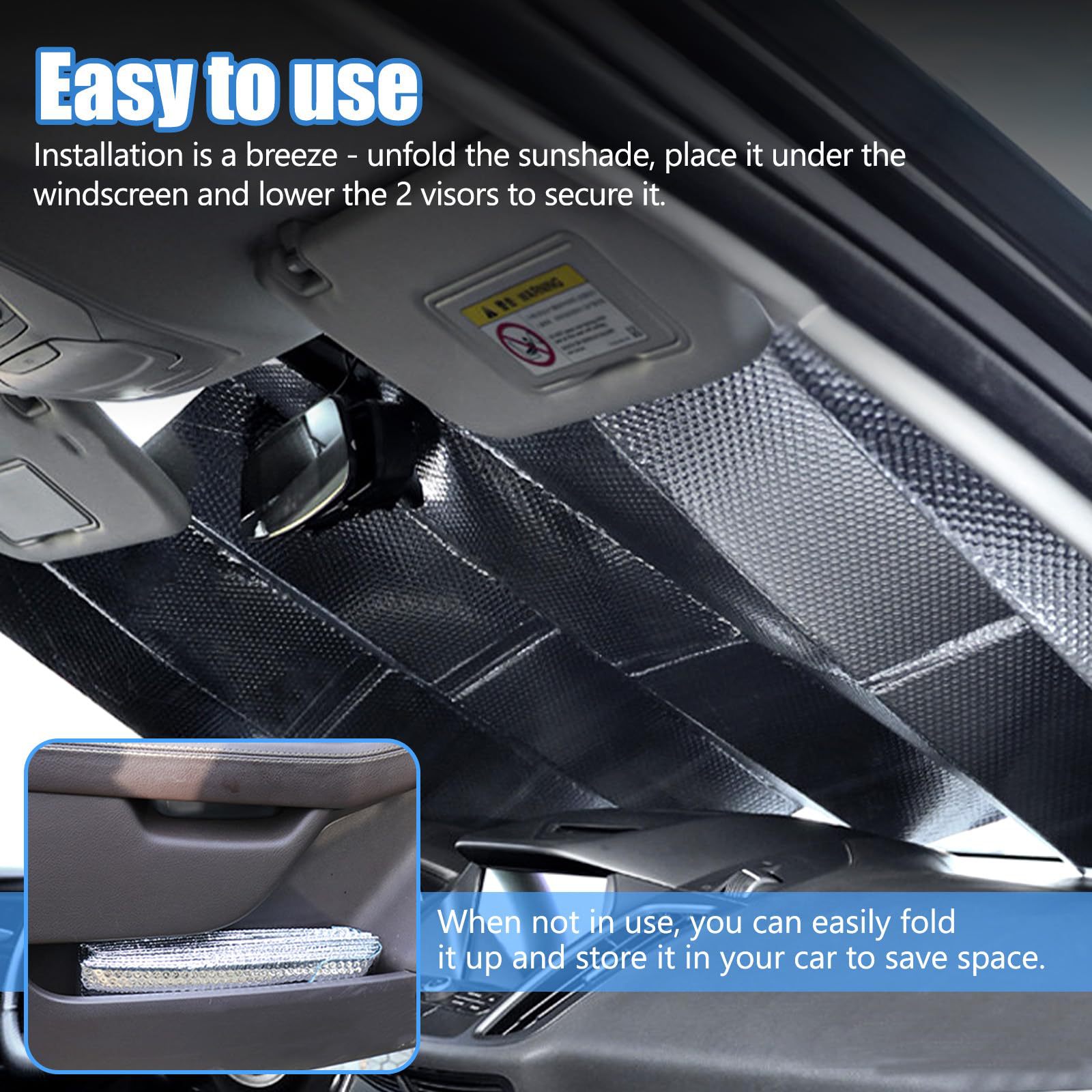 Convenient Folding Storage Sun Protection Aluminum Foil Universal Heat Insulation Car Sun Protection Front Sunshade Summer Car Sun Visor