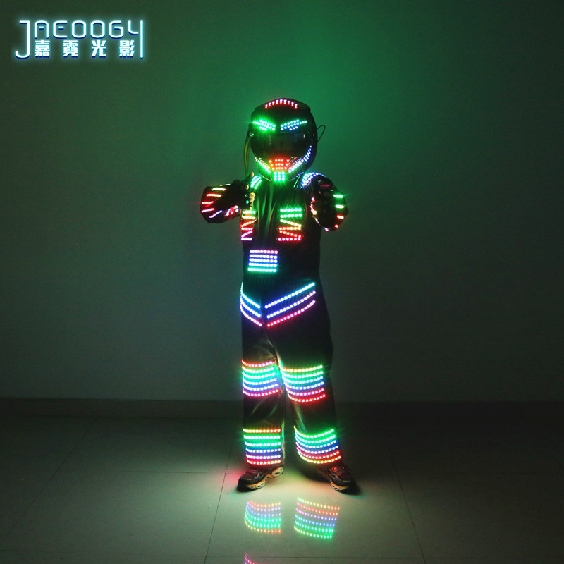 铁血战士创意LED爆闪机器人服装酒吧夜店发光头盔激光舞表演