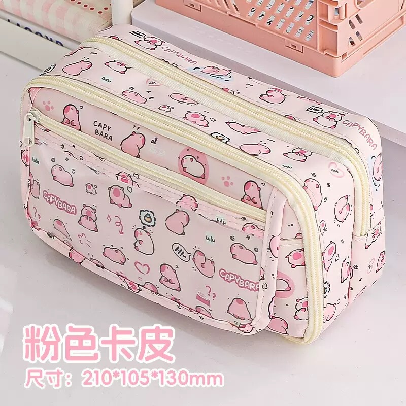 卡皮巴拉笔袋女小学生女生高颜值大容量文具盒初中生女孩痛包笔袋|undefined