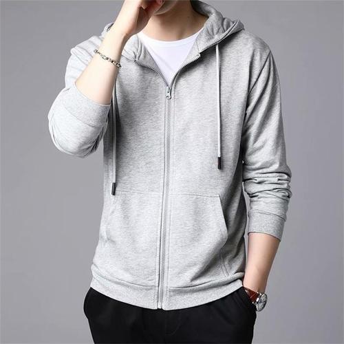 Stylish and trendy men's hoodie sweatshirt for spring and autumn, unisex, loose and versatile, zippered, for young men