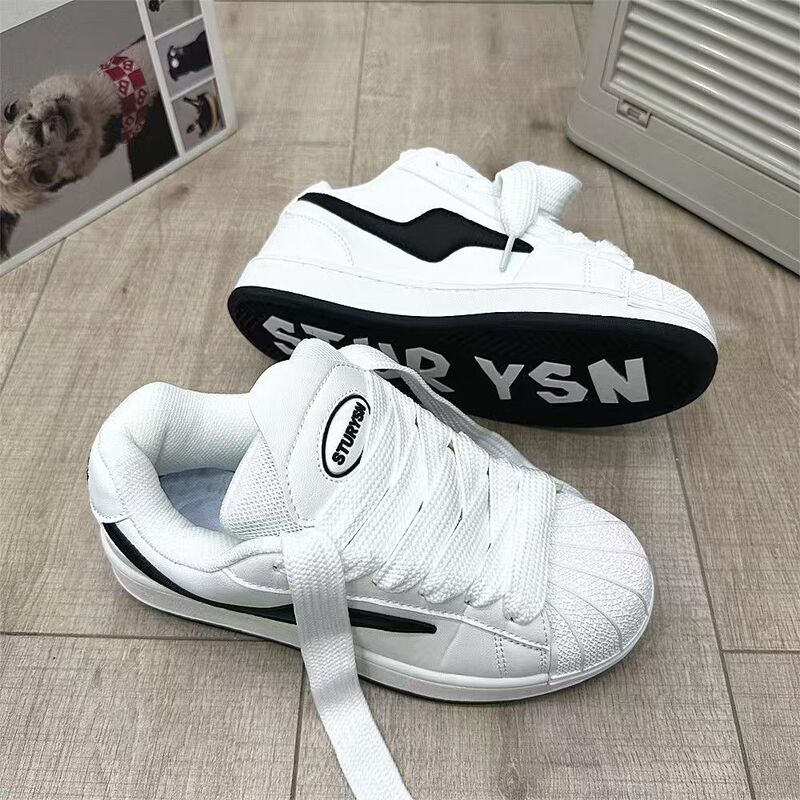 Dopamine Thickeneded Classic Shell Toe Bread Shoes 2025 New Ins Niche Student Casual Sports Sneakers for Women