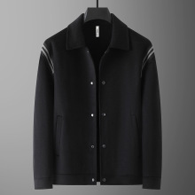 胖子哥2024年秋冬新款男士加肥加大码短款翻领毛呢外套男双面呢