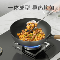 Kangbake Iron Wok for Home Use: Non-Coated, Rust-Resistant Cooking Pot—Large Capacity, All-in-One Non-Stick Design