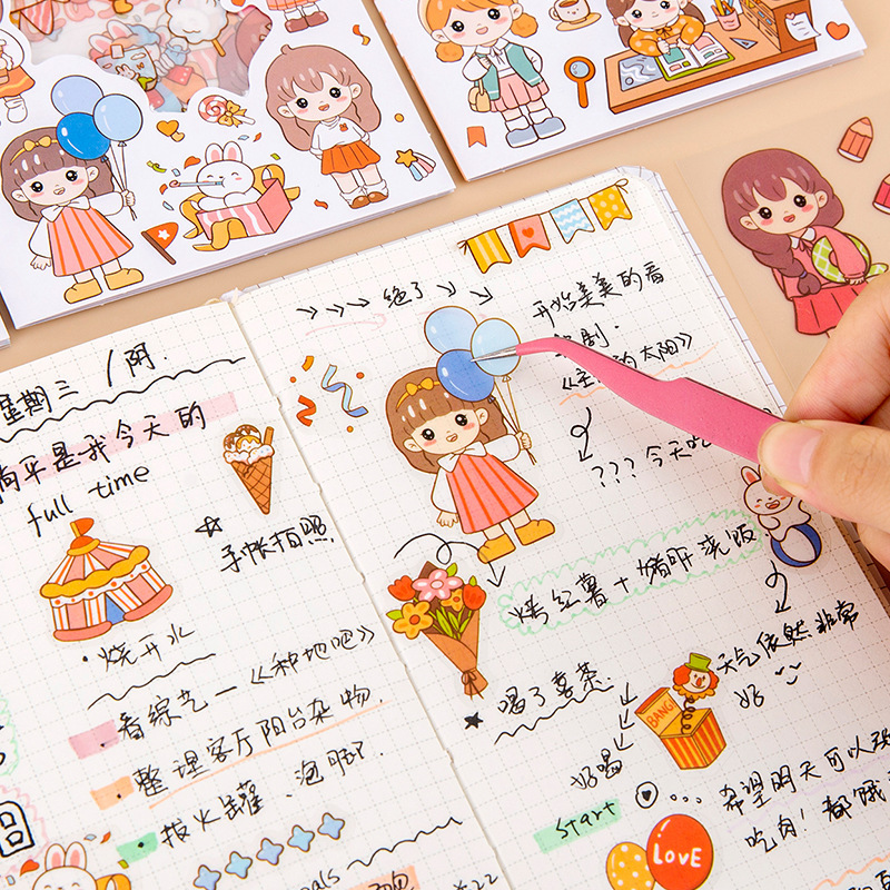 Vigilancia de la niña transparente pegatinas impermeables para mascotas diy diario de mano pegatinas decorativas pegatinas de papelería de dibujos animados adorables chicas