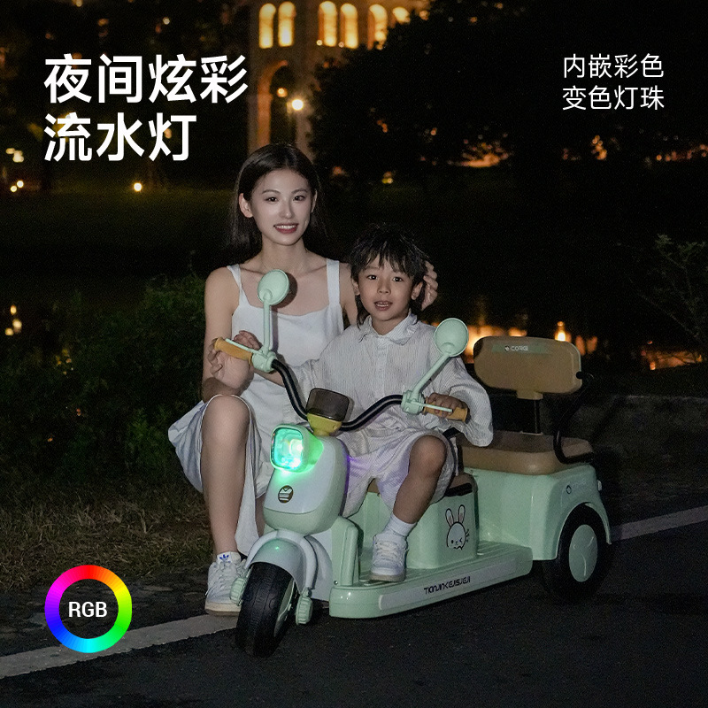 Motocicleta eléctrica para niños, triciclo para adultos, coche para niños, coche de juguete de control remoto para niños, carga doble