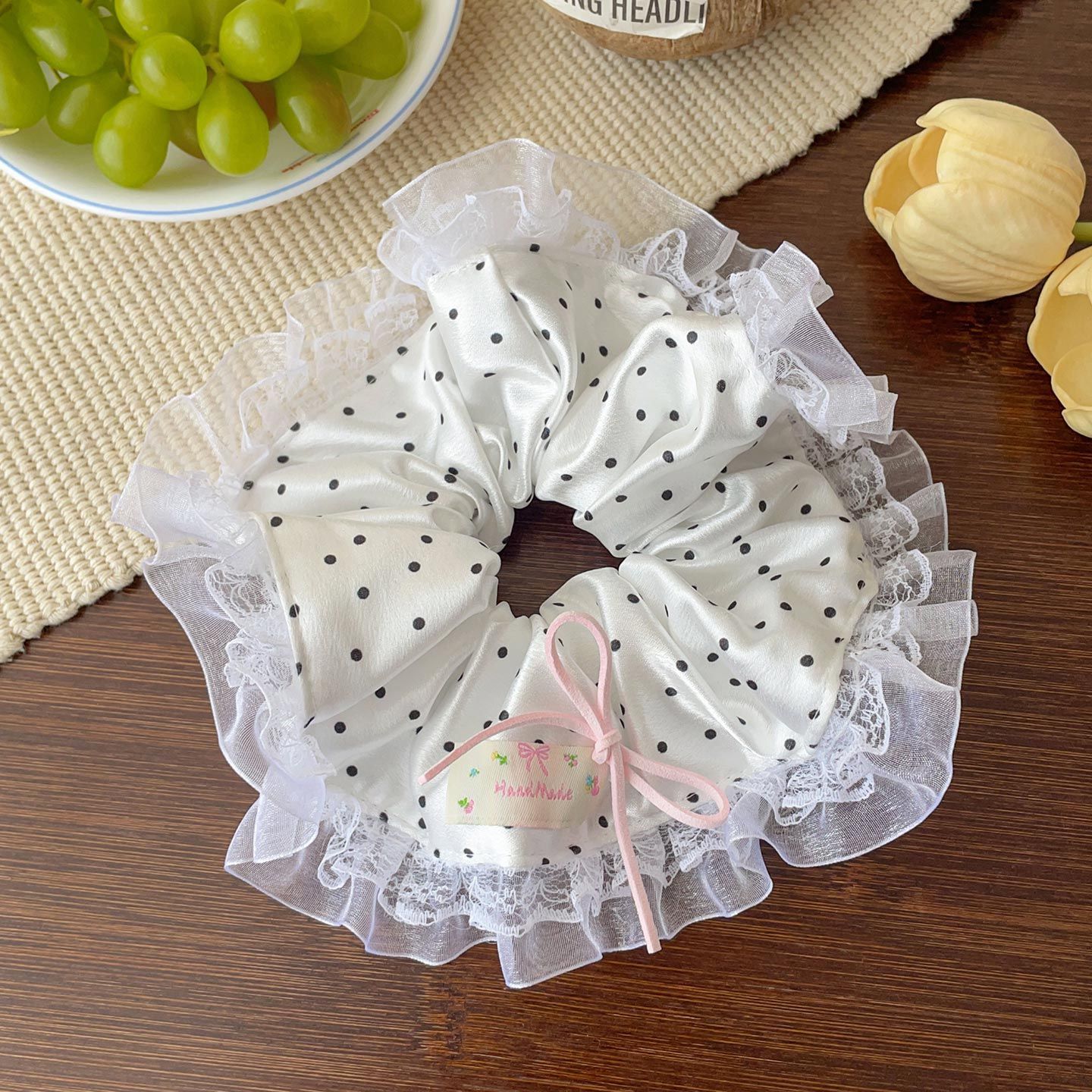 Encaje retro francés, diadema de intestino grueso, mujer 2025, nuevo estilo, cuerda para el cabello, banda de goma, lazo, dulce cuerda para el cabello, accesorios para el cabello