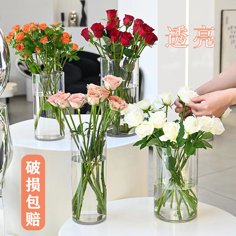 高颜值透明亚克力养花瓶醒花桶家用桌面插花桶花店用品资材