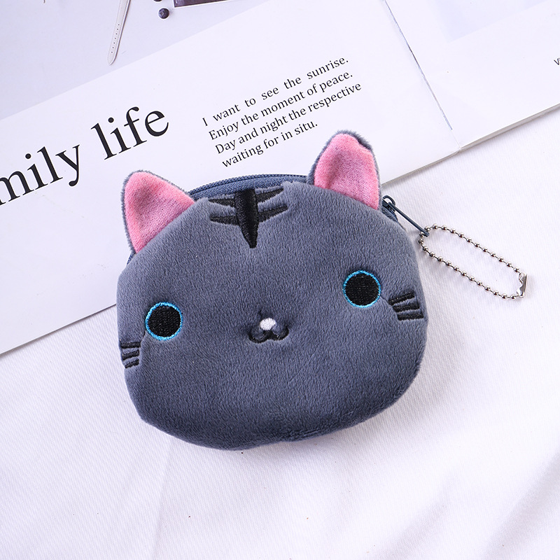 Unisex Animal Cat Plush Zipper Coin Purses display picture 7