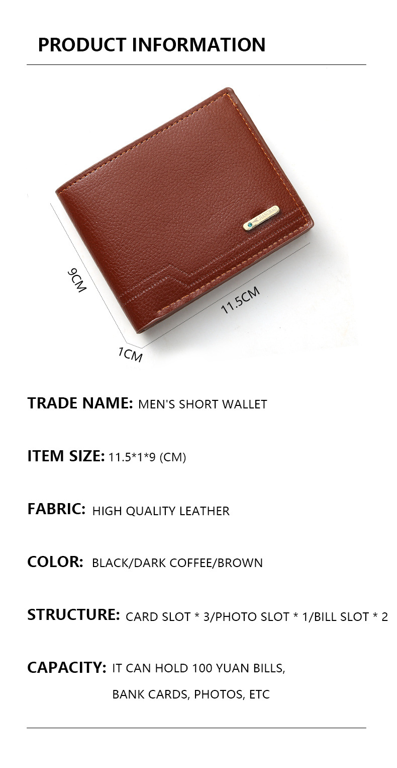 Men's Solid Color Pu Leather Open Wallets display picture 4