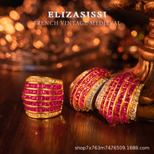 中古vintage 捷克钻重工满镶嵌时尚大气精致百搭独特造型小众耳夹