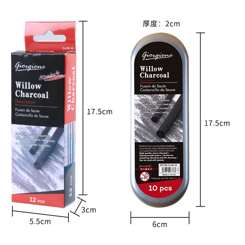 Qiao Erqiao NEI tira de carbón de sauce 10 bosquejo varilla de carbón pluma de carbón herramienta arte pintura sauce algodón tira de carbono