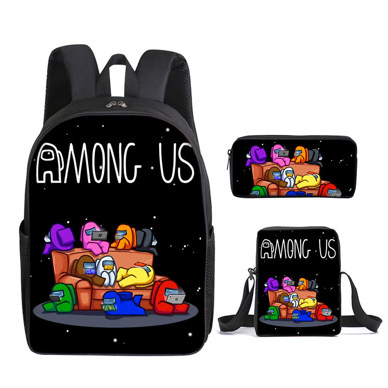 Space Werewolf among Us School Bag Three-Piece Set Game Peripheral Primary and Secondary School Student Backpack Shoulder Bag Pen Bag Wholesale Space Werewolf among Us School Bag Three-Piece Set Game Peripheral Primary and Secondary School Student Backpack Shoulder Bag Pen Bag Wholesale