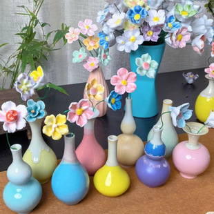 Kiln Change Small Vase Ceramic Advanced Sense Ins Style High Color Value Vase Wenchuang Market Ornaments Jewelry Crafts