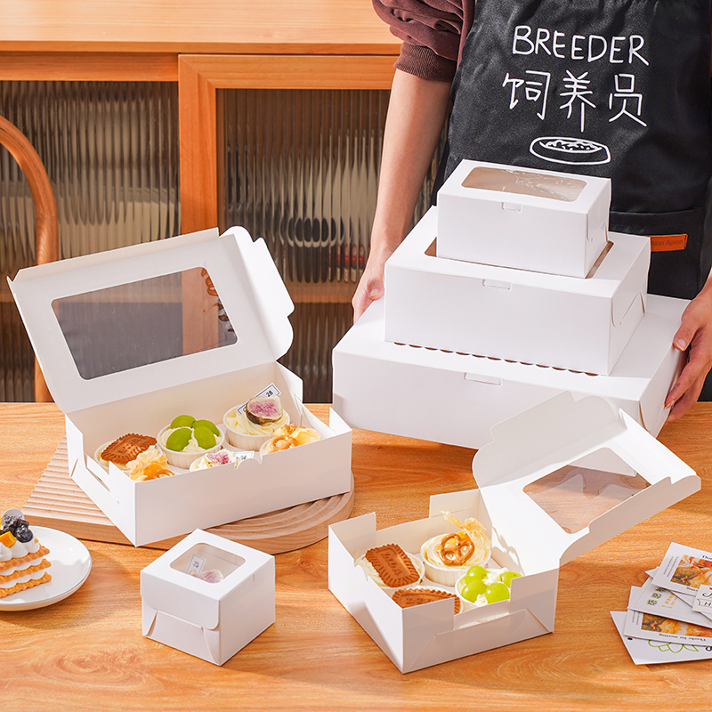 Taza de papel transparente pastel muffin Caja 2 tabletas 4 tabletas 6 tabletas 12 tabletas forro ventana horneado postre occidental tarta de huevo caja de embalaje