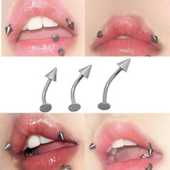 Stainless steel cross-border curved bar flat lip stud tongue stud personalized niche Western European and American style nose stud brow stud factory wholesale