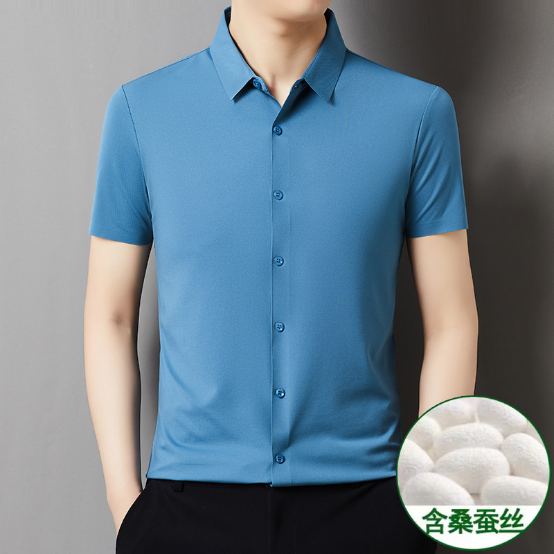 Premium Silk Shirt for Men 2026 Business Casual Professional Men's Top Non-Iron Wrinkle-Resistant Seamless Men's Shirt
