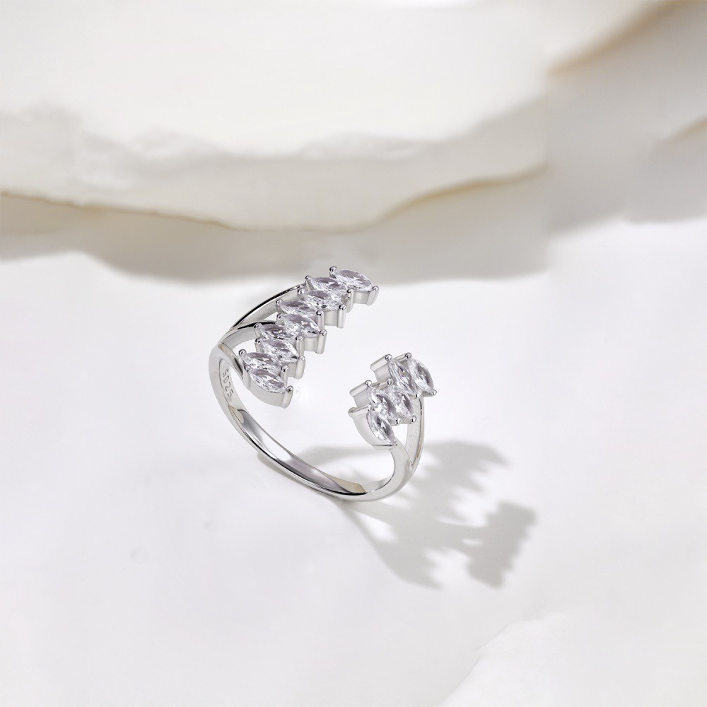 6g Weight Zircon Inlay Material Rings Classification 5, 9, Adjustable Ring Size 1 Piece Quantity Holiday, Daily Occasion 925 Sterling Silver Material Geometric Pattern Women's Gender Plating, Inlay Design Basic, Modern Style, Classic Style Style 925 Sterling Silver Zircon Geometric Rings 12