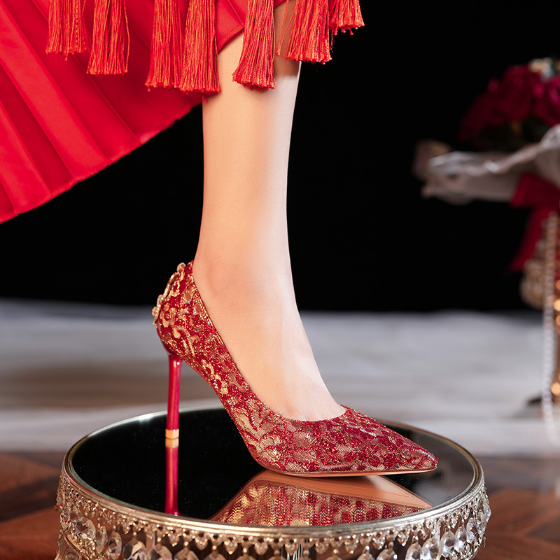 8777-10 pointed rhinestone stiletto heel satin women's shoes high heels Crown elegant wedding banquet wedding shoes bridesmaid shoes 8777-10 pointed rhinestone stiletto heel satin women's shoes high heels Crown elegant wedding banquet wedding shoes bridesmaid shoes