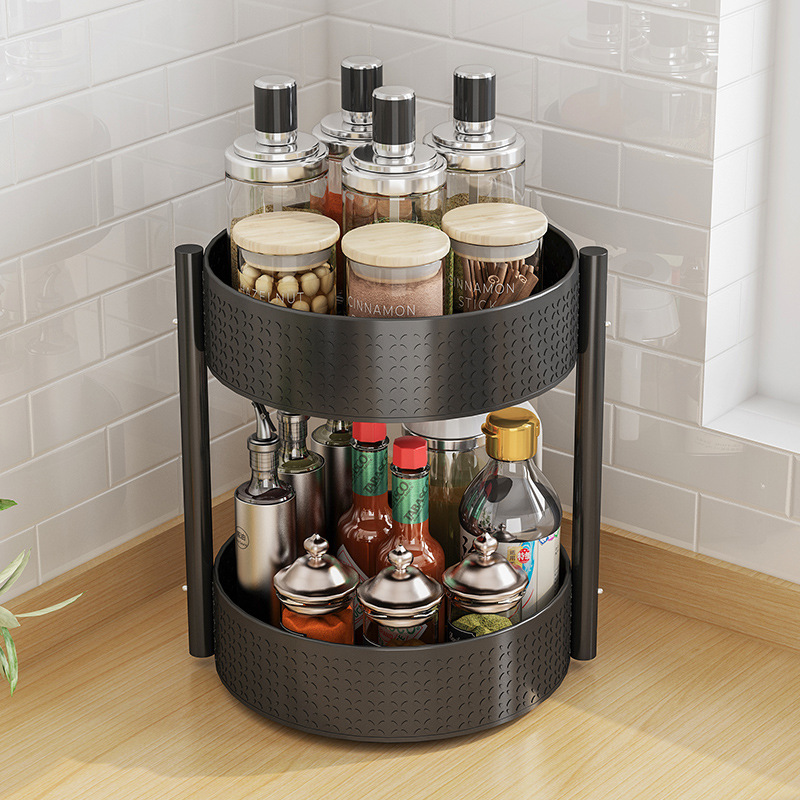 Estante de almacenamiento multicapa de encimera de cocina multifuncional 360 grados giratorio estante de almacenamiento de condimentos