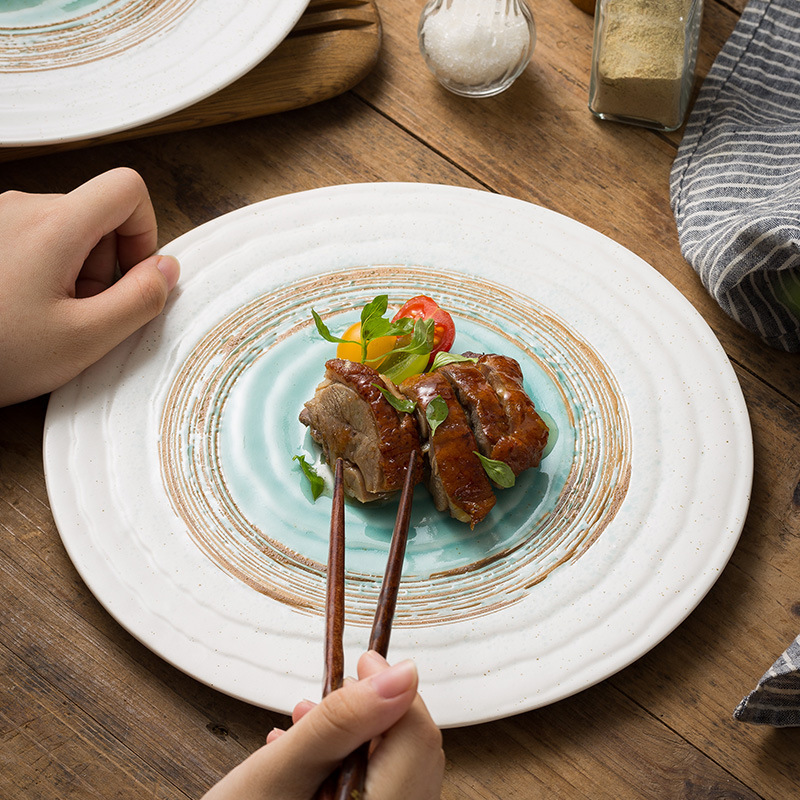 クリエイティブステーキ皿円形タブレット家庭用料理皿セラミック食器高級感長方形平皿寿司皿|undefined
