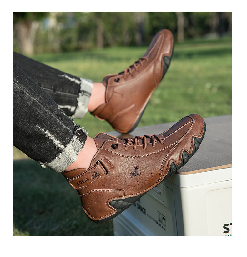 Bốt Martin nam cổ cao dáng ngắn, mũi tròn, đế bằng, phong cách thường ngày — C8008 màu kaki, C8008 màu xám, C8008 màu đen, F8008 Màu xanh lá cây chi tiết 14