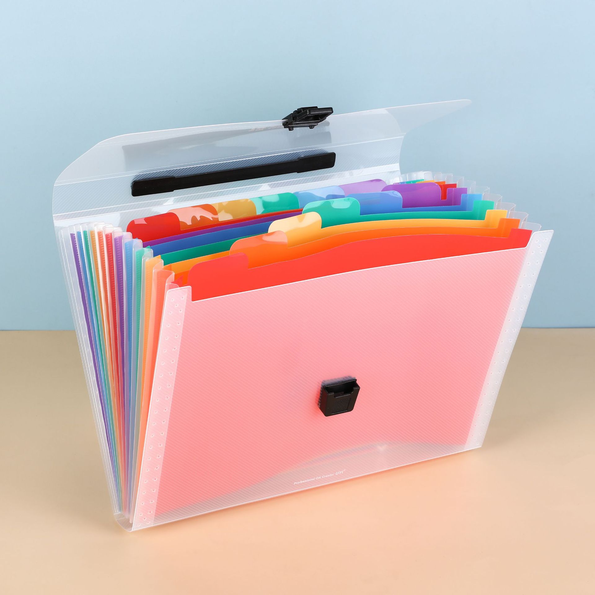 A4 estudiante bolsa de órganos portátil de arco iris de múltiples capas Carpeta de clasificación de gran capacidad de almacenamiento de facturas bolsa de archivos al por mayor
