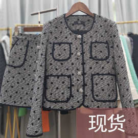 孤品！复古高级感小香风粗花呢西装外套短裙两件套装A58383