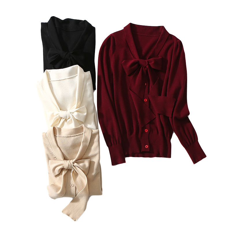 2021 autumn and winter New sweater base shirt high color value ribbon shirt long sleeve wool sweater top women 2021 autumn and winter New sweater base shirt high color value ribbon shirt long sleeve wool sweater top women