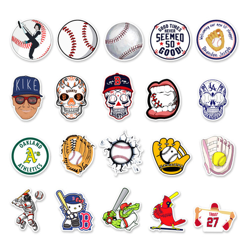 50 Baseball Graffiti Stickers Skateboard Helmet Water Cup Computer Decorative Stickers Waterproof Wholesale