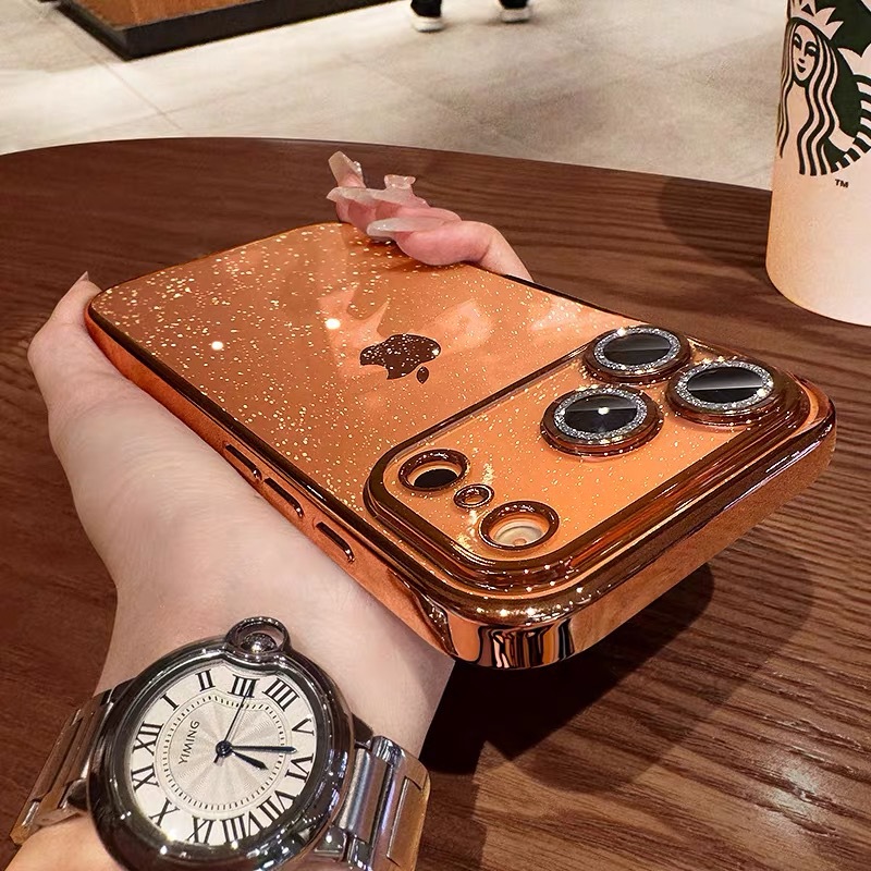 Suitable for iPhone 17 Starry Glitter Phone Case Electroplated Apple 16 Pro Max Goddess Style 15 Anti-Fall Protective Cover