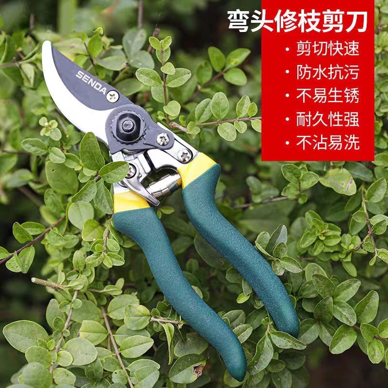 批发胜达弯头锌合金树枝剪8寸 果枝剪子直头修枝剪刀园林五金工具