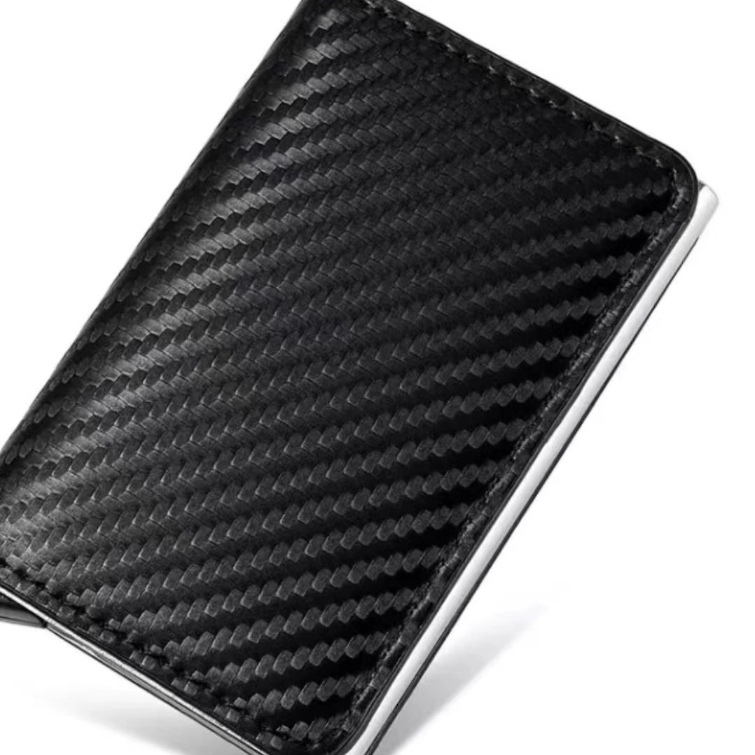 Cepillo antirrobo, blindaje RFID, paquete de tarjeta de crédito de bala automática, caja de metal de aleación de aluminio, soporte de tarjeta de posición de múltiples tarjetas para hombres