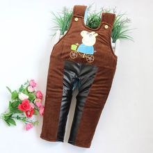 秋冬加绒宝宝灯芯绒背带裤儿童加厚棉裤男女童保暖裤婴幼儿罩裤无