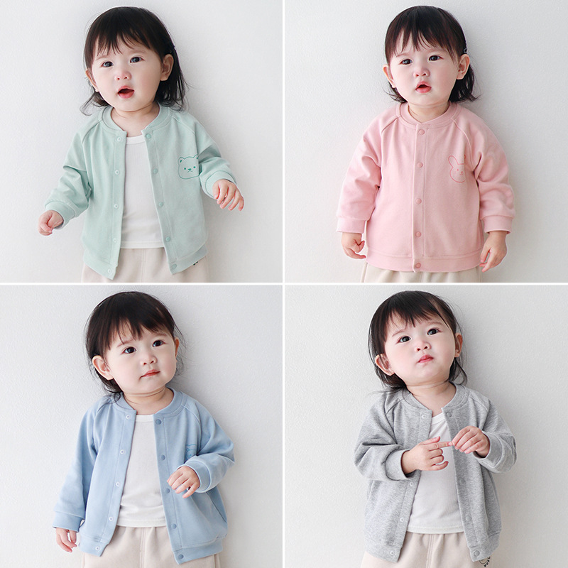 Baby Outwear Spring & Fall 1-Year-Old Kidsren 2 Thin Outing Clothes Boys and Girls Cardigan Toddler Tops Baby Autumn Clothes