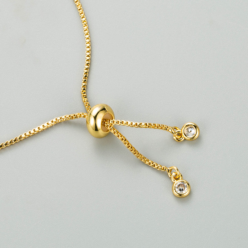 Nihaojewelry wholesale jewelry copper goldplated microinlaid zircon adjustable round heartshaped braceletpicture7