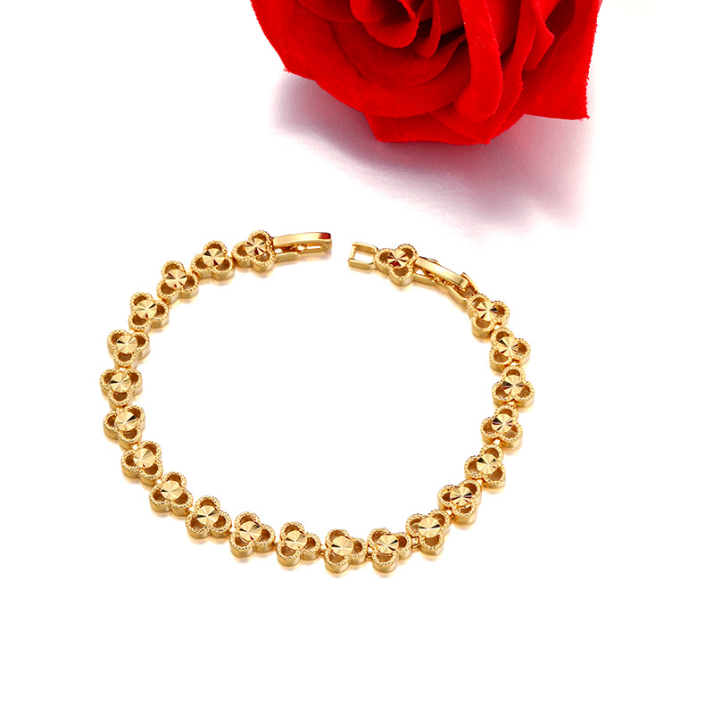 Xuping ligero lujoso temperamento pulsera de aleación de cobre moda simple geometría circular joyas de flores joyas diarias fáciles de usar joyas mujeres