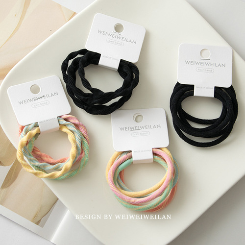 1 card, 5 pieces, spring color, simple, fresh and basic headband set, versatile, high-elastic hair-tying rubber band, hairband for women