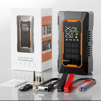 Hava nasosu Jump Starter All-In-One Portable - qb20-jump-starter-air-compressor-combo-6000mah-standard-clamps-22mm-cylinder