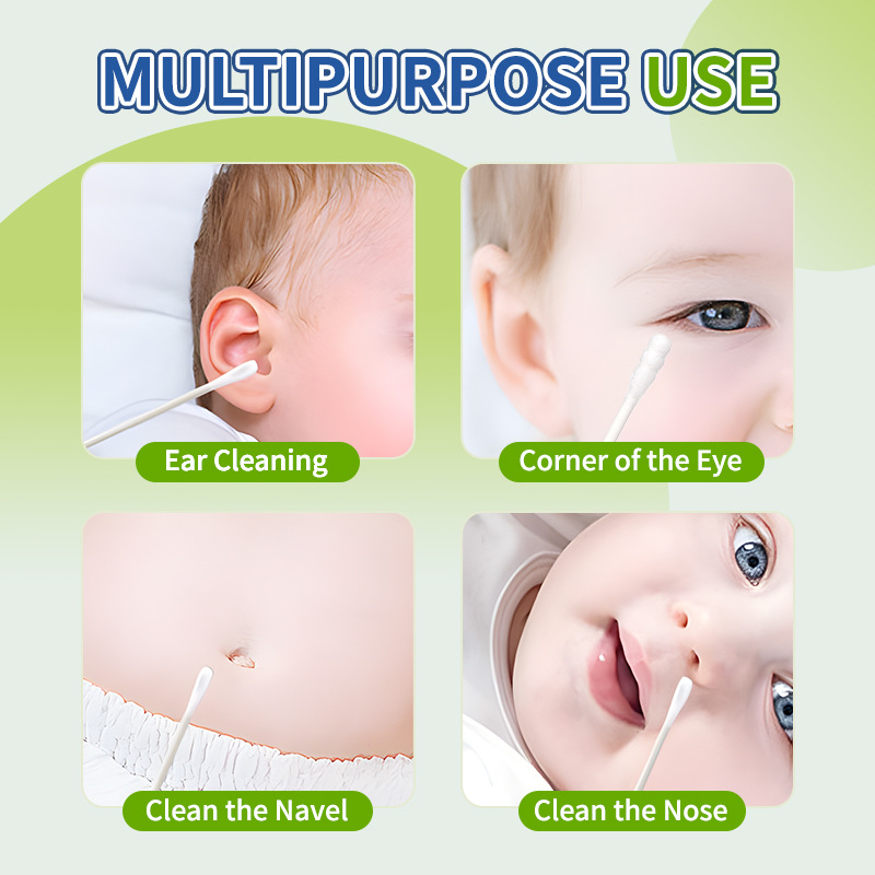 UUKKG Baby Special Double Head Ear Spoon, 200 orejas, orejas limpias, algodón de cabeza pequeña, exclusivo para transfronterizos