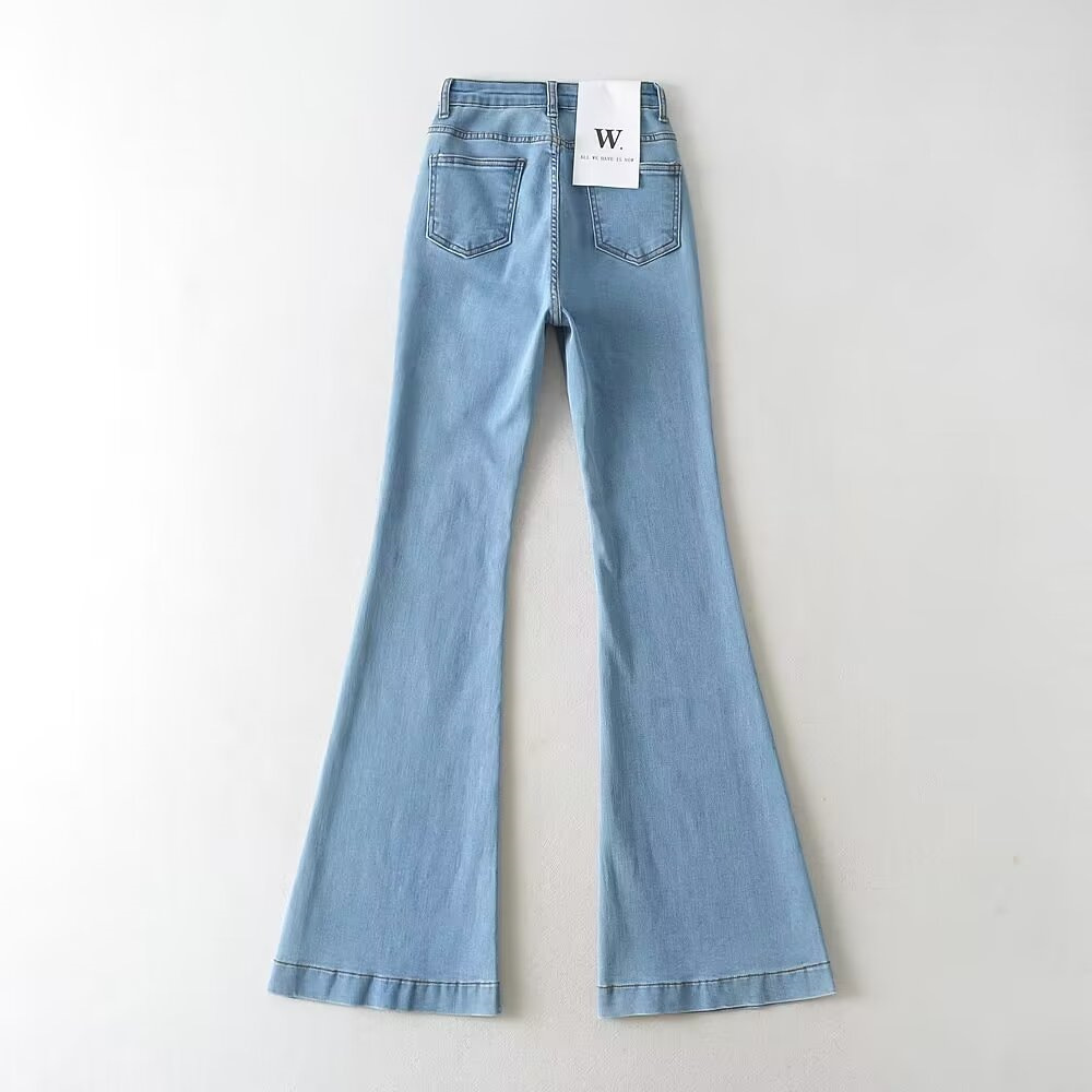YPFF Trendy Women's Autumn New European And American Style Fashion Washed High-Waisted Slim-Fit Butt-Lifting Slight_ecoleips.com
