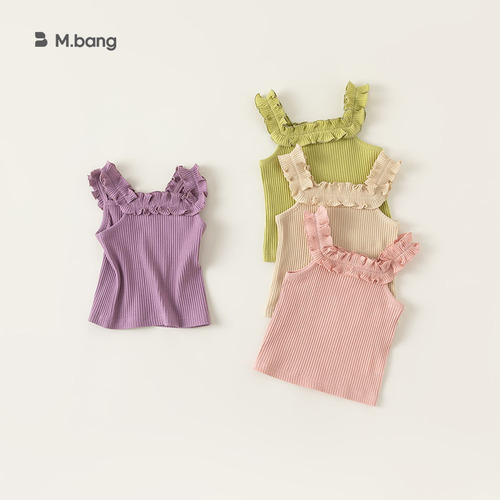 INSbobo Summer Wear 2024 New Girls Vest Baby Lace Suspender Top Sleeveless T Loose XY23143