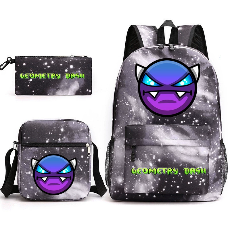 Геометрическая спринт игра Geometry Dash трехчастный рюкзак мужской и женский студентский кампус пенал холщовая сумка