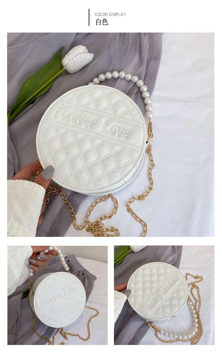 Fashion Solid Color Embossed Pearl Handle Small Round Bag display picture 8