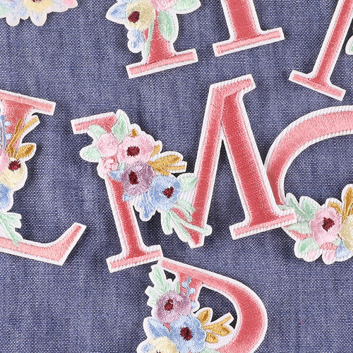 Computer embroidered logo flower English letter badge chapter clothing accessories decorative patch stickers adhesive embroidered cloth stickers