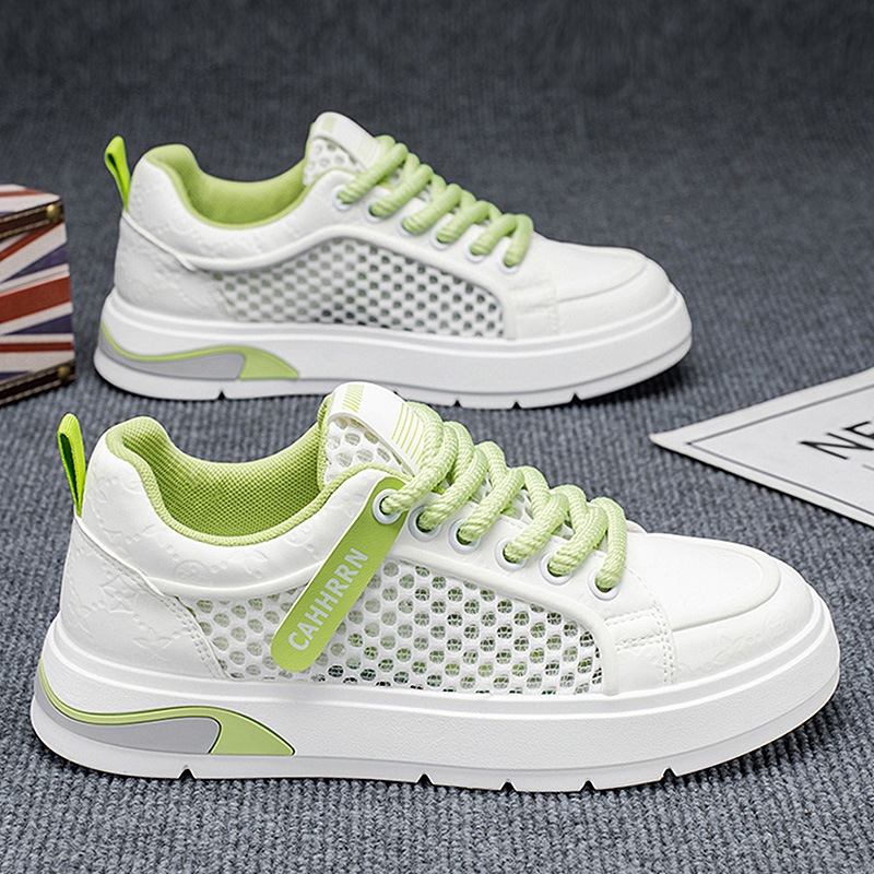 Zapatillas huecas de red grande, zapatos casuales de malla para jóvenes estudiantes, verano 2025, todo fósforo, nicho, zapatos de moda para hombres