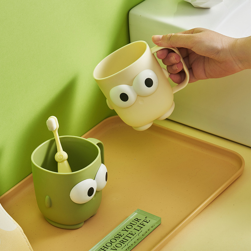 Cute Big Eye Toothbrush Cup For Bathroom Durable Plastic Tumbler_voghion.com