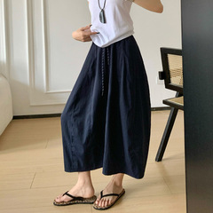 アメリカンワークウェアパッチワークパンプキンスカート女性用夏怠惰なルーズハイウエストスリム多用途速乾ミドル丈スカート