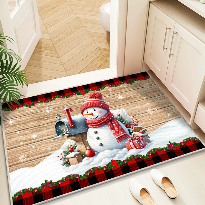 Transfronterizo temu alfombra de Navidad alfombra de puerta puede cortar alfombra de lana de cristal fácil de cuidar alfombra de puerta image 29
