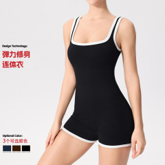 高級感連体ヨガ服女性フィットネス美背連体服ダンス運動ガードル付き空中ヨガ服