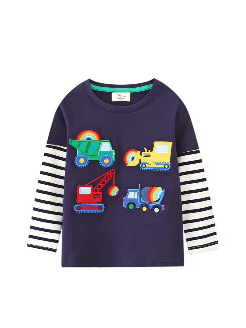 Camisetas para niños europeos y americanos, nuevos estilos de primavera y otoño, ropa de algodón de manga larga para niños pequeños, distribución al por mayor y dropshipping.